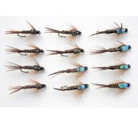 12 Pack Pheasant Tail Nymph, Flash & Standard, Choice of Sizes, fly fishing (12, 14)