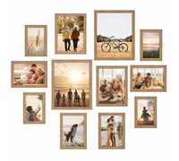 12 Pack Photo Frames, Collage Photo Frame, Wall & Tabletop Picture Frames, Oak Picture Frame, Vertical or Horizontal, Multi Sizes Including 4pcs 4x6, 4pcs 5x7, 2pcs 6x8, 2pcs 8x10