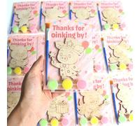 12 Pack Pig Party Favors for Kids - Individually Wrapped Oinking Magnet Craft Painting Kits for Kids Birthday, Preschool Classroom or Farm-Themed Party