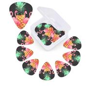 12 Pack pineapple flamingos Guitar Picks with Organizer Storage Box, 3 Different Thickness Celluloid Plectrums for Acoustic Guitar, Bass, Ukulele, Includes 0.46mm, 0.71mm, 0.96mm