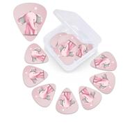 12 Pack Pink Elephant Guitar Picks with Organizer Storage Box, 3 Different Thickness Celluloid Plectrums for Acoustic Guitar, Bass, Ukulele, Includes 0.46mm, 0.71mm, 0.96mm
