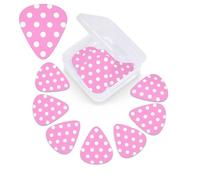 12 Pack Pink Polka Dots Guitar Picks with Organizer Storage Box, 3 Different Thickness Celluloid Guitar Pick Abstract Art Pics Plectrum for Acoustic Electric Guitar, Ukulele, Bass