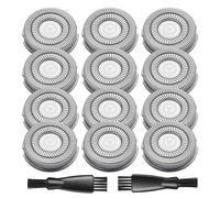 12 Pack Pit bull Shaver Replacement Blade for Skull Shaver Replacement Heads Pitbull Gold/Silver Replacement Blades for Palm Electric Razors Head Shavers for Bald Men, 2 Cleaning Brush, Premium