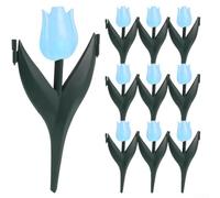 12 Pack Plastic Garden Fence Edging, Tulip Design Lawn Border, Interlocking Yard Barrier for Flower Beds, Walkways, Patio Decor, Red Yellow Blue Outdoor Landscaping Guards(blue flowers)
