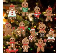 12-Pack Plastic Gingerbread Man Christmas Tree Ornaments - 3 Inch Holiday Decorations