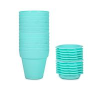 12 Pack Plastic Indoor Plant Pots With Flower Saucers 10.5Cm - Cyan