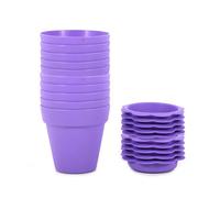 12 Pack Plastic Indoor Plant Pots With Flower Saucers 10.5Cm - Purple