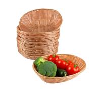 12 Pack Plastic Oval Baskets,22 x 17 x 6 cm Food & Fruit Storage Basket,Reusable Bread Basket Bin Hotdogs Burgers Sweets Fruit Picnic Barbecue Party Accessories