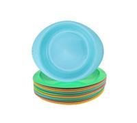 12 Pack Plastic Plates 6M+ Tiny to Tots Colourful 22cm Dishwasher/Microwave Safe, BPA Free, Reusable Mix Colour Set Blue, Yellow, Red, Green 3 Piece Each