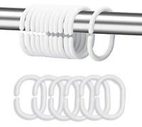 12 Pack Plastic Shower Curtain Rings, C-Shaped Hooks for Bathroom, White