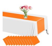 12 Pack Plastic Table Runner 14 X 108inch Orange Long Premium Table Runner Disposable Orange Fall Tables Runners for Dinner Tables Decor for Thanksgiving Halloween Wedding Birthday Party Decorations