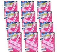 12 Pack Power Flush Pro Tropical Blossom Toilet Rim Block Cleaner (Twin Pack), Clear Water Toilet Rim Block with Anti-Limescale, Cleaning Foam, Dirt Protection and Extra Freshness