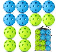 12 Pack Practice Baseballs For Hitting, 2.8 Inch Plastic Soft Baseballs for Practice Lightweight Soft Ball With Mesh Bag, Hollow Training Softball for Indoor Outdoor Sport Pitching Batting, Blue Green
