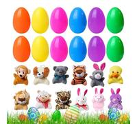 12 Pack Prefilled Easter Eggs with Stuffed Animals, Easter Basket Stuffers, Surprise Easter Egg Fillers, Easter Toys Bulk, for Kids Easter Egg Hunt Game, Classroom Gift Exchange and Party Favors