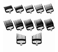 12 Pack Professional Hair Clipper Guards Cutting Guides, Coded Cutting Guides 1/16” to 1in” Compatible with Wahl all Clippers (Black)
