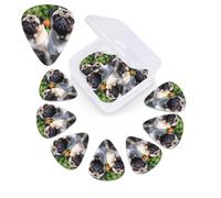 12 Pack Pugs in the garden Guitar Picks with Organizer Storage Box, 3 Different Thickness Celluloid Plectrums for Acoustic Guitar, Bass, Ukulele, Includes 0.46mm, 0.71mm, 0.96mm