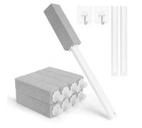 12 Pack Pumice Stone for Toilet, 8 pcs Toilet Pumice Stone with 2 pcs Extra Long Handle 2 Self Adhesive Hook Toilets Pumices for Kitchen Bath Pool Household Cleaning as Stain Hard Water Ring Remover