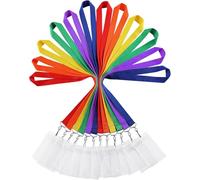 12-Pack Rainbow Lanyards with Waterproof Badge Holders, Polyester Neck Straps for ID Cards, Events, Office, and Schools