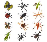 12 Pack Realistic Insect Toys for Kids - Bug Figures Including Spider, Butterfly, Dragonfly, Mosquito - Plastic Bugs for Party Favors, Educational Play, Cake Decorations, Birthday Gifts