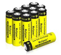 12-Pack Rechargeable AA Batteries, 2600 mAh NiMH, High Capacity 1.2 Volt, Rechargeable Household Battery AA Double A Low Self-Discharge, Yellow