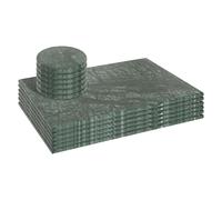 Argon Tableware Marble Placemats & Round Coasters Set - 12pc - Green - Kitchen Dining Table Mats Bar Drinks Coaster Protector Place Mats for Home, Restaurant Catering