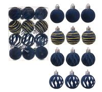 12-Pack Red Velvet Christmas Ball Ornaments - 1.58" Flocked Red/Green/Navy/White/Brown Decor with Gold Glitter Stripes | Shatterproof Tree Baubles for Holiday, Wedding, Party, Gift