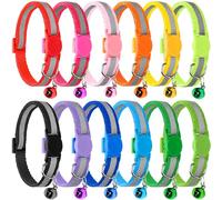 12 Pack Reflective Cat Collars With Bell, Safety Quick Release Breakaway Buckle Cat Collar, Adjustable Collar 19-32cm (7.5''-12.5'') For All Domestic Cats, Kitten, Pet, Male and Female