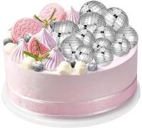 12-Pack Reflective Disco Ball Cake Decorations - Perfect Retro Party Decor for Cakes, Tables & Event Centerpieces