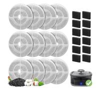 12 Pack Replacement Filters for 2.5Gal/9.5L Dog Fountain, GISOFIK 18CM Larger Cat Water Fountain Filters, Coconut Activated Dog Water Dispenser Filter, Pet Fountain Filter Replacement(6 Pump Filters)