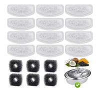 12 Pack Replacement Filters for D60 100oz/3L Automatic Pet Fountain, ZEKIRY Carbon Cat Fountain Filters, Triple Filtration Pet Water Dispenser Filter Replacement(6Pcs Pump Sponges)