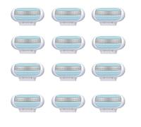 12 Pack Replacement Razor Blades Compatible with Gillette Venus Women's Razor Blade Refills, Women's Razor Refills with 3 Layer Blades Washable Easy to Replace for Beach Party Bathroom Summer Blue