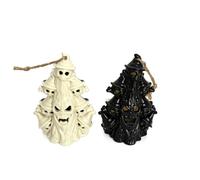 12 Pack Resin Jack Lantern Led Ornaments Halloween Decorations,Black-white