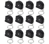 12 Pack Retractable Pocket Tape Measure Keychain - Mini Carbon Steel Measuring Tape for Home Use, Black
