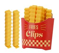 12 Pack Reusable Airtight Bag Clips for Kitchen, Adorable Fries Food Clips with Magnetic Storage Box, Snacks, Freezer Food Storage, Cute Chip Clips Strong Magnetic Holder for Fridge Organization