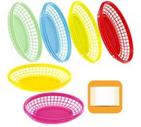 12 Pack Reusable Colourful Food Baskets for Fast Food Restaurant Supplies, Deli Serving, Chicken, Sweets, Crisps, Snacks | Movie Nights, Birthday Party Picnics, BBQ,Summer Garden Festival