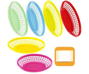 12 Pack Reusable Colourful Food Baskets for Fast Food Restaurant Supplies, Deli Serving, Chicken, Sweets, Crisps, Snacks | Movie Nights, Birthday Party Picnics, BBQ,Summer Garden Festival
