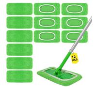 12 Pack Reusable Microfiber Mop Pads - Compatible with Swiffer Sweeper Mop, Washable Dry & Wet Sweeping Cloths Refills for Hardwood Laminate Tile Floor Cleaning, Eco-Friendly Lint-Free Floor Pads