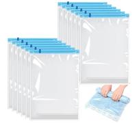 12 Pack Reusable Roll Up Compression Bags, 35X50 cm Medium Vacuum Storage Bags for Travel, Waterproof Compression Bags for Suitcases, Space Saving Packing Bags for Suitcases, No Pump or Vacuum Needed
