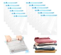 12 Pack Reusable Roll Up Vacuum Storage Bags, Manually Medium Vacuum Bags for Travel, Suction Bags for Storage, No Pump or Vacuum Needed（6PCS 35X50cm, 6PCS 40X60cm）