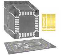 12 Pack Road Base Plates for Building, Compatible with Classic Bricks, 10” x 10” Road Plates Baseplates, Road Baseplates for City Sets (Attached DIY Stickers)