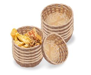 12 Pack Round Gift Baskets, 17cm Bamboo Bread Basket Handmade Woven Food Roll Baskets Small Fruit Serving Basket for Kitchen Storage Restaurant Display