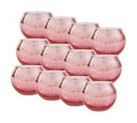 12 Pack Round Pink Votive Candle Holders, Pink Speckled Ball Glass Candle Holder, Tealight Candle Holder for Home Decor, Table Centerpiece, Wedding Decoration and Party Decorations