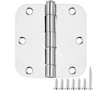 12 Pack Rounded Door Hinges 3.5 Inch 5/8"Radius Polished Chrome Hinges for Interior Doors Bedroom House Standard 3 1/2 Inch Door Hinges Hardware Bulk Hinge Wooden Door Parts Home Upgrades Decor