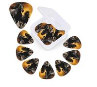 12 Pack Running Black Horses Guitar Picks with Organizer Storage Box, 3 Different Thickness Celluloid Plectrums for Acoustic Guitar, Bass, Ukulele, Includes 0.46mm, 0.71mm, 0.96mm