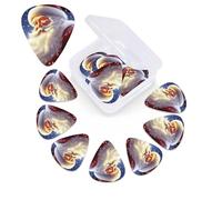 12 Pack Santa Claus Guitar Picks with Organizer Storage Box, 3 Different Thickness Celluloid Guitar Pick Abstract Art Pics Plectrum for Acoustic Electric Guitar, Ukulele, Bass