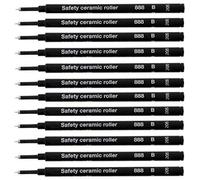 12 Pack - Schmidt 888 (888B) Ceramic Tip Rollerball Refills - Black Broad Point