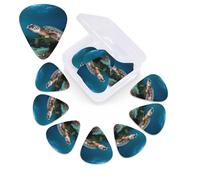 12 Pack Sea Turtle Guitar Picks with Organizer Storage Box, 3 Different Thickness Celluloid Guitar Pick Abstract Art Pics Plectrum for Acoustic Electric Guitar, Ukulele, Bass
