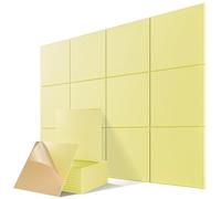 12 Pack Self-Adhesive Acoustic Panels, 12" X 12" X 0.4" High-Density Sound Proof Foam Panels for Walls, Soundproof Wall Panels for Home & Office (Light Yellow)