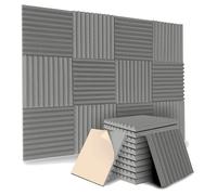 12 Pack Self-Adhesive Acoustic Panels, Sound Proof Foam Panels, High Density Soundproofing Wall Panels for Home (Grey)