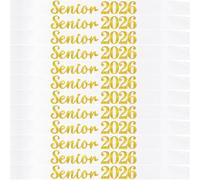 12 Pack Senior Sash 2026, Gold Glitter White Satin Finally Graduated Senior Cheerleader Sashes for Class of 2026 Graduation Party Supplies, White Gold